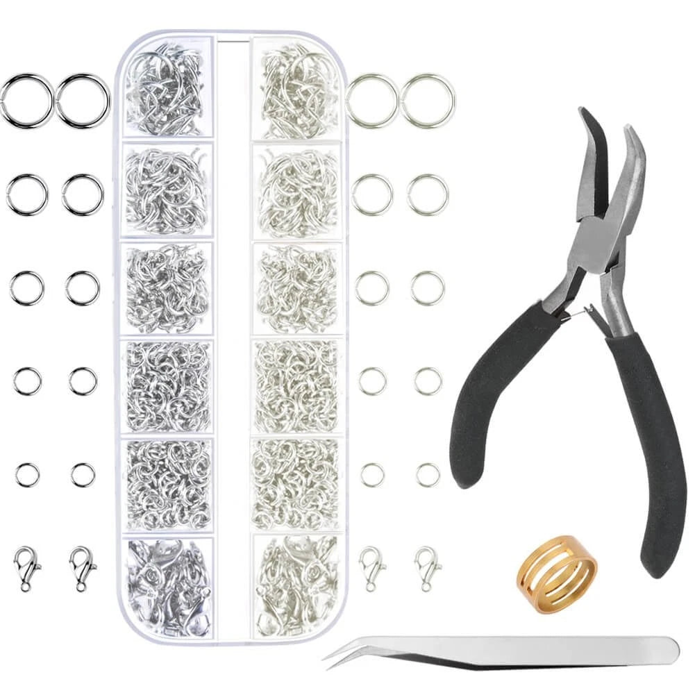 Anezus Jump Rings for Jewelry Making Supplies with Ring Pliers Silver