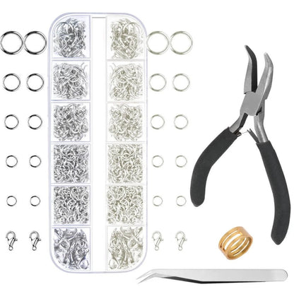 Anezus Jump Rings for Jewelry Making Supplies with Ring Pliers Silver