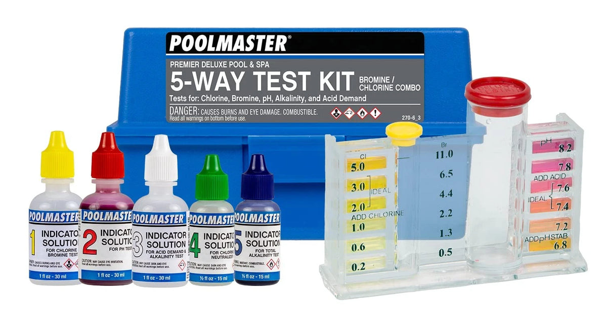 Poolmaster 5-Way Pool and Spa Water Test Kit with Case, Small, Neutral