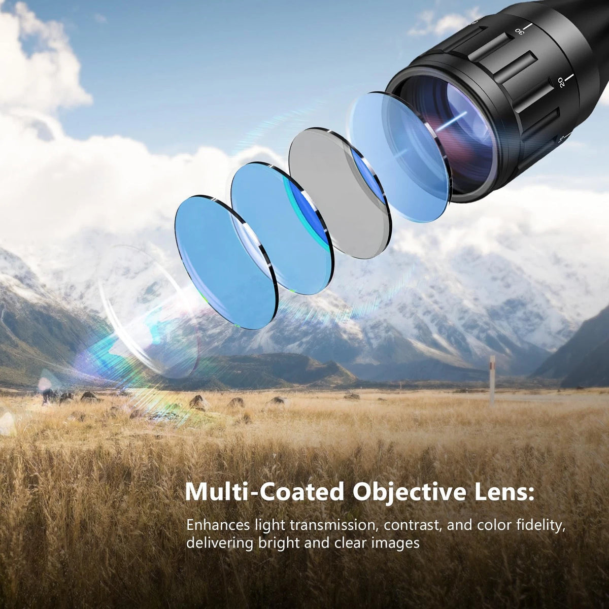 MidTen 4-16x50 AO Hunting Rifle Scope Dual Illuminated Optics & Green