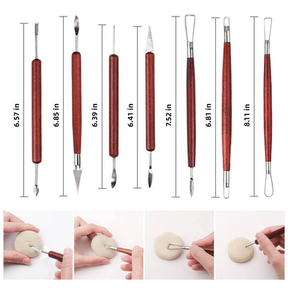 Blisstime 18PCS Clay Sculpting Tools, Basic Pottery Carving Tool Kit Red