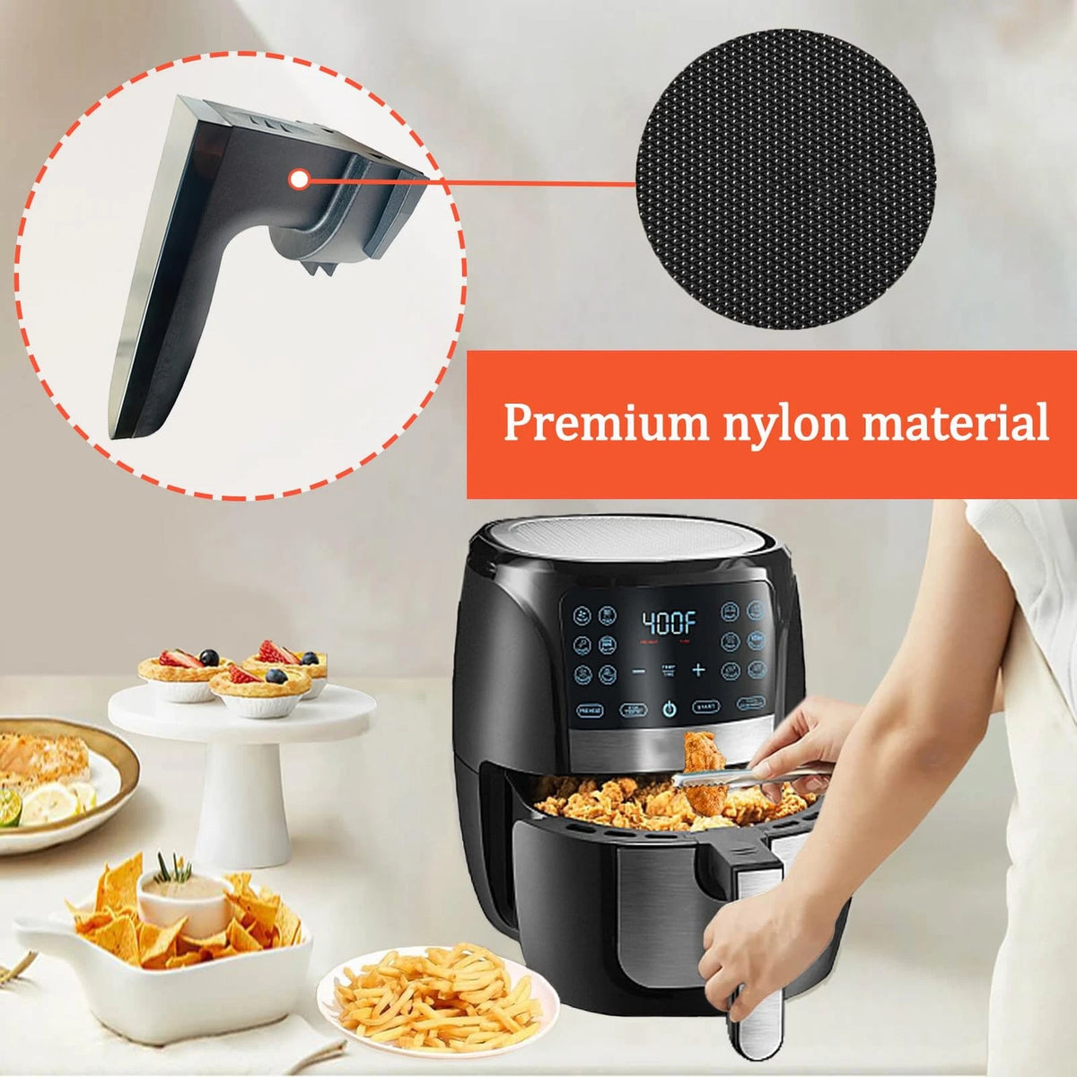 Nvkwca Air Fryer Replacement Handle for Gourmia GAF698 6QT M, Black