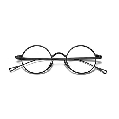 Unisex Classic Titanium Retro 45mm Round Eyeglasses Frames Fashion Black nq