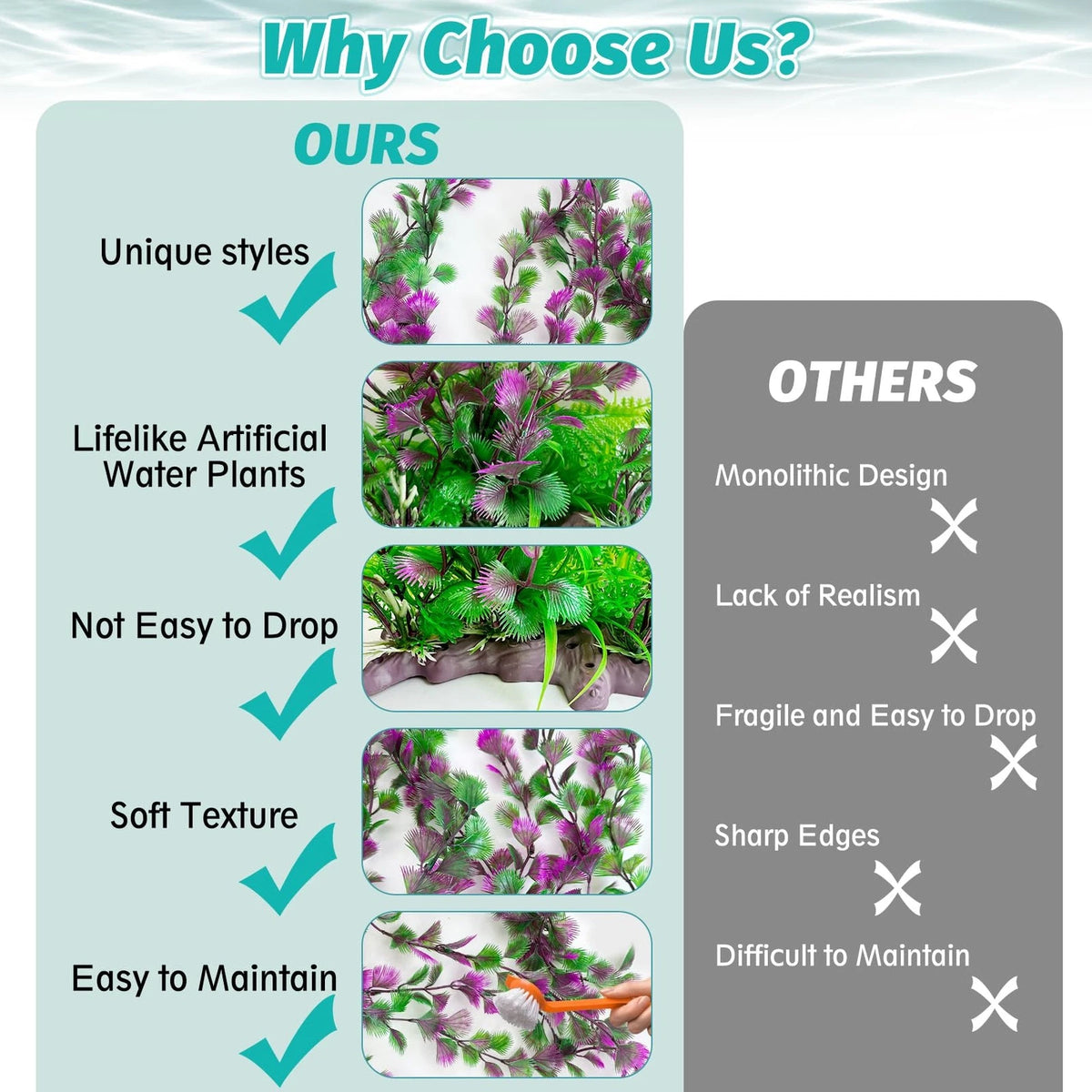 Hamiledyi Aquarium Plastic Plants Decor Artificial Fish 20.4 in, B