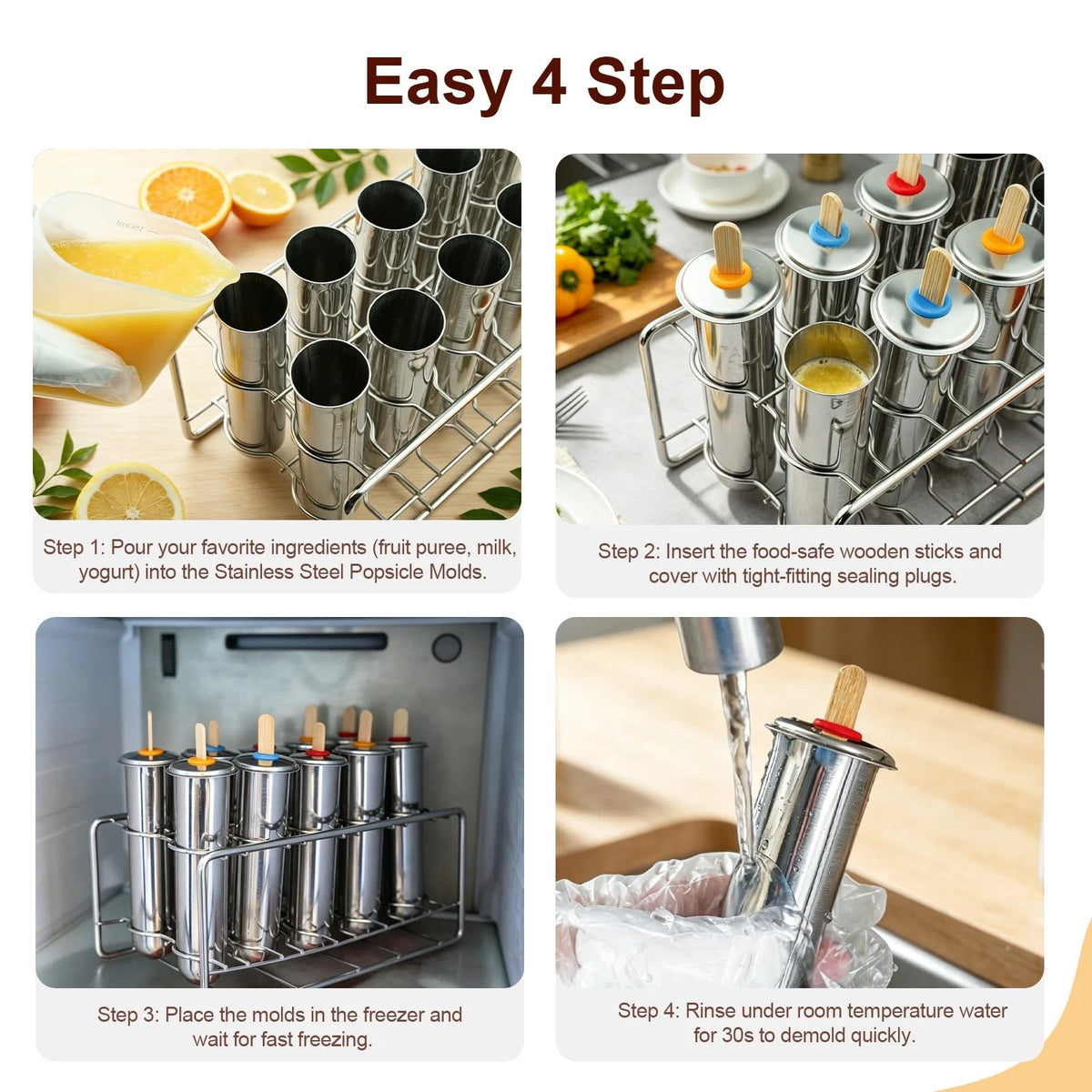 Stainless Steel Popsicle Molds, Set of 10 Metal Ice 10, 10