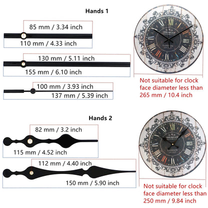 TIKROUND 12888 Quartz DIY Wall Clock 29/32"thread length, Black Hands