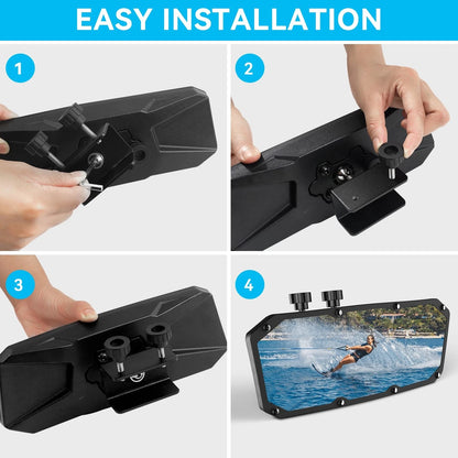 Esploratori Boat Rear View Mirror,Universal 4"x11" Marine 11" x 4.2", black