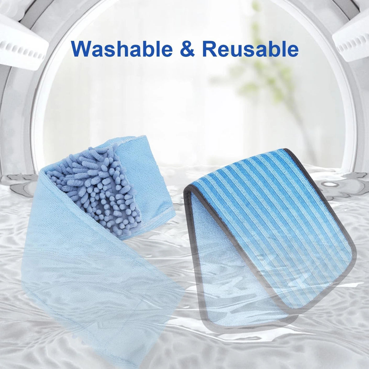 Microfiber Steam Mop Pads Compatible with 2cleaning pads+2chenille pads, Blue