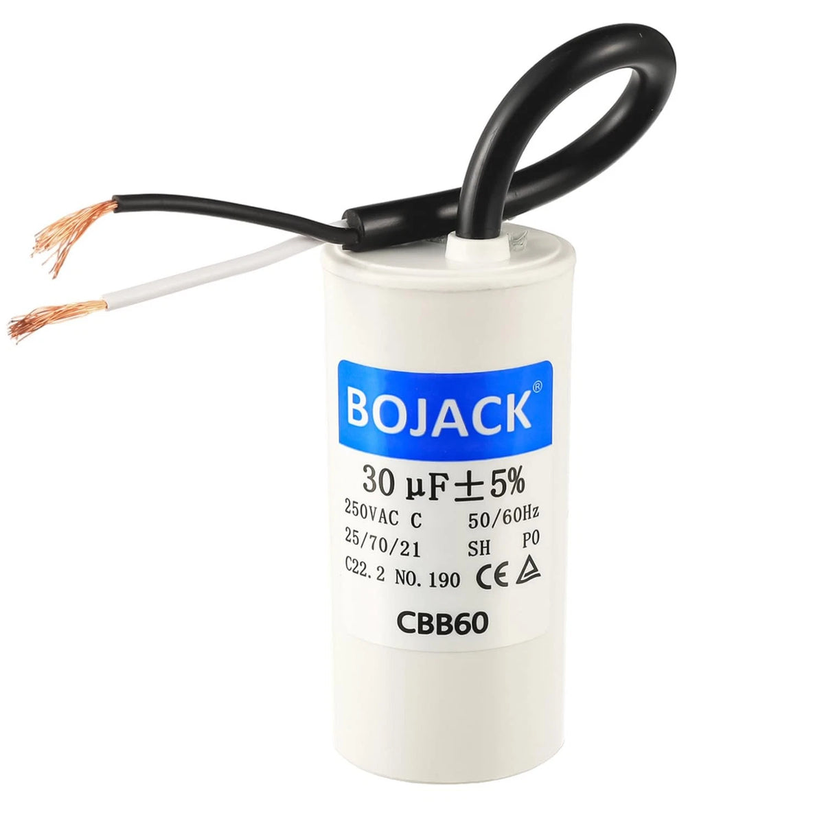 BOJACK Run Capacitor 30 uF MFD 250V AC 30 CBB60 2 Wire 50/60Hz Cylinder...