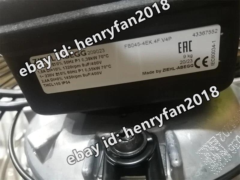 FB045-4EK.4F.V4P Ziehl-abegg Axial Fan 230V 0.39/0.55KW Air Conditioner Fan