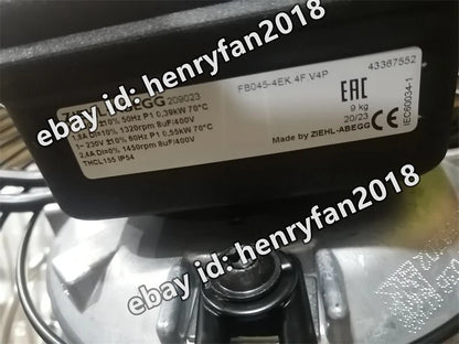 FB045-4EK.4F.V4P Ziehl-abegg Axial Fan 230V 0.39/0.55KW Air Conditioner Fan