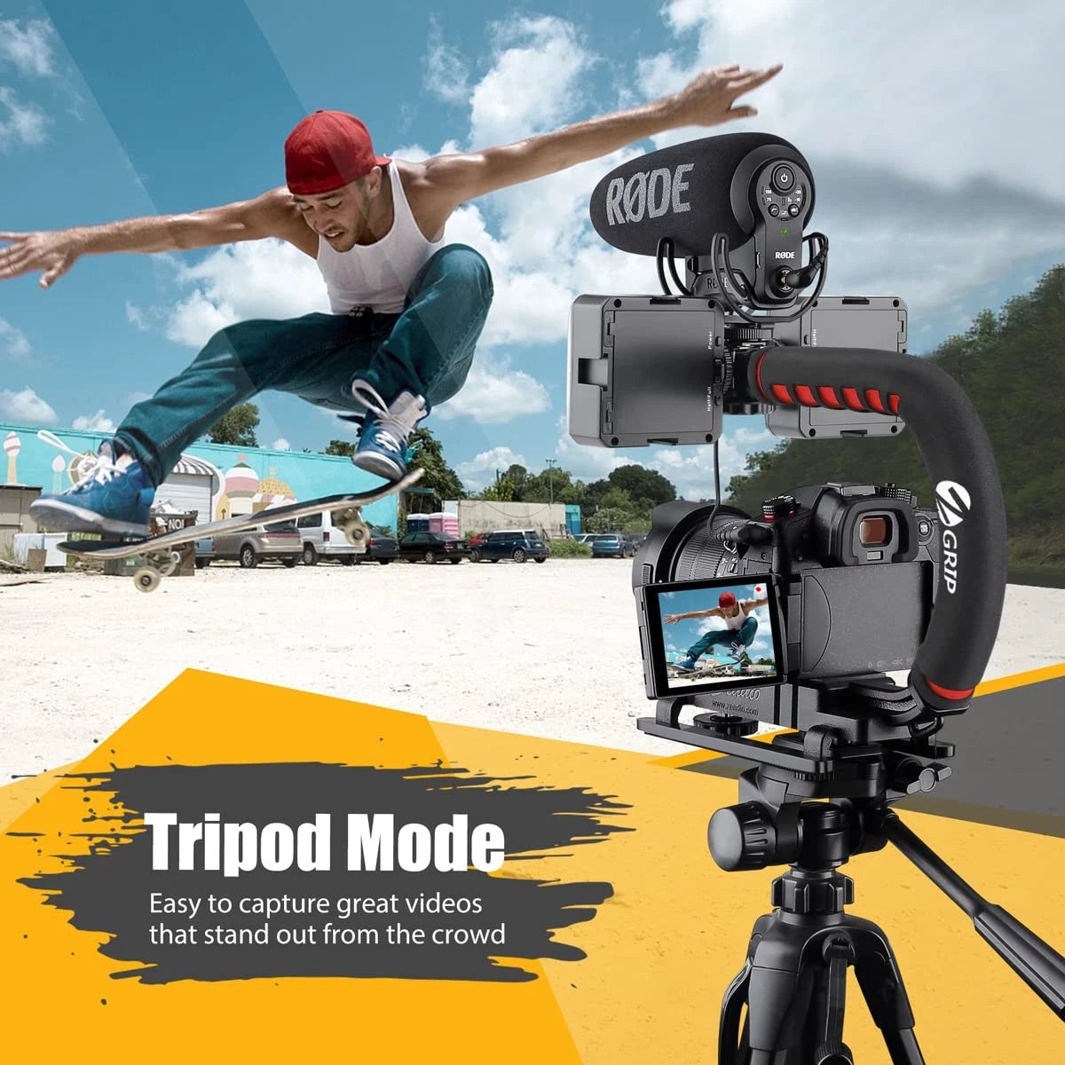 Zeadio Video Action Stabilizing Handle Grip Handheld Stabilizer with Black