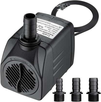 400GPH Ultra Quiet 1500L/H 25W Submersible Water Pump with 400GPH, Black