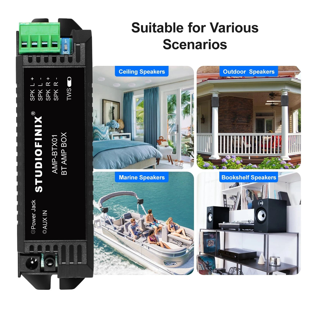 STUODIOFINIX 2-Channel Mini 5.1 Bluetooth Amplifier for Passive Speakers...