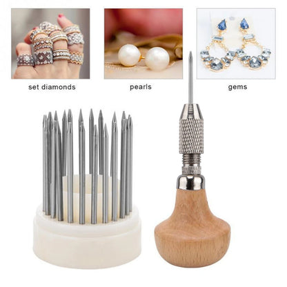 23Pcs/set Beading Tool Diamond Stone Pearl Grain Tools Beader With Wood Handle D
