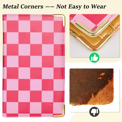 Server Books for Waitress Cute Book with Money Pink Checkerboard