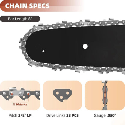 8 Inch Pole Saw Chain Compatible with Harbor Freight Portland 62896 68862...