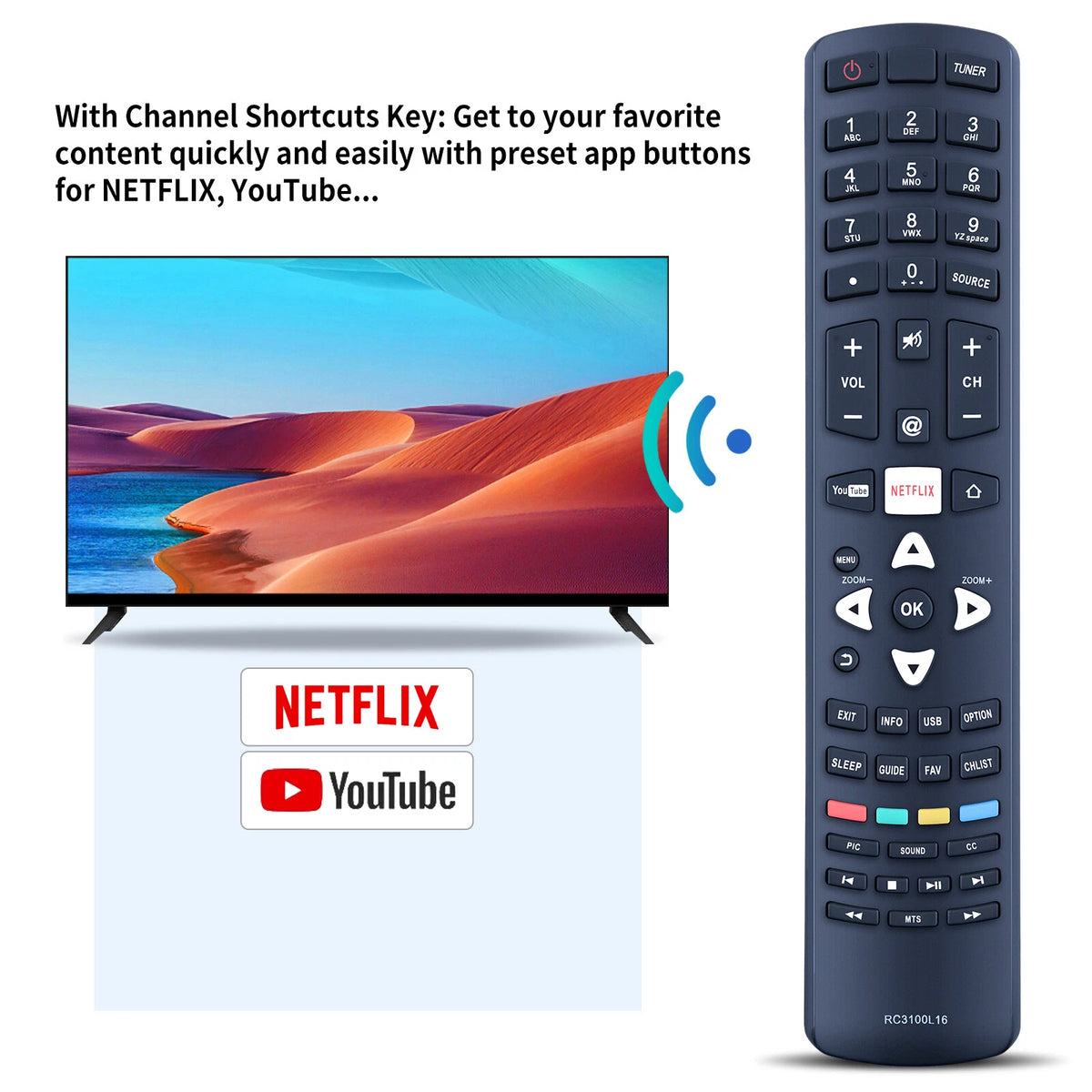 RC3100L16 Remote Control For TCL TV RC3100R02 RC3100L10 RC3100A01 RC3000L07