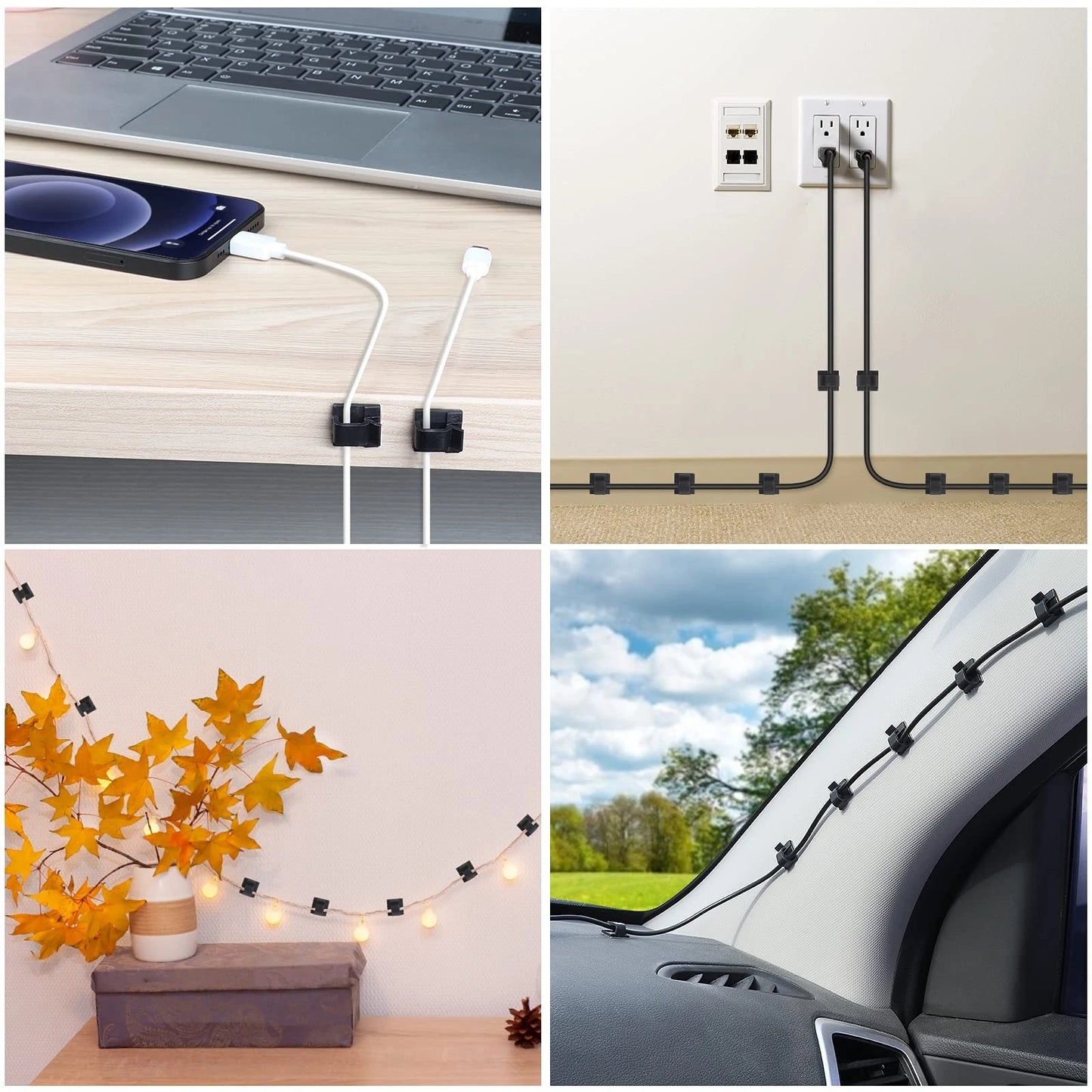 120 PCS Cable Clips, Adhesive Cord Clips for Wires on Wall, Small_120p, Black