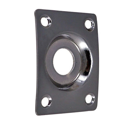 Black Guitar Output Metal Jack Plate Square W/ Screws for Electric Bass Guitar d