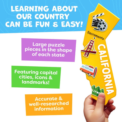 United States Puzzles for 70 pieces, 60 cm x 44 cm, Usa Map Puzzle Kids