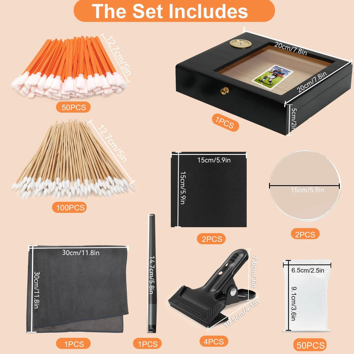 Fernlandia 211PCS Sports Card Cleaning Kit with Humidifier and Normal, Black