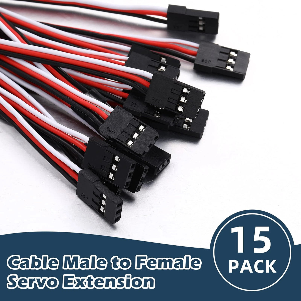 Frienda 15 Pieces 3-pin Servo Extension Cables Cord 11.8 Inch