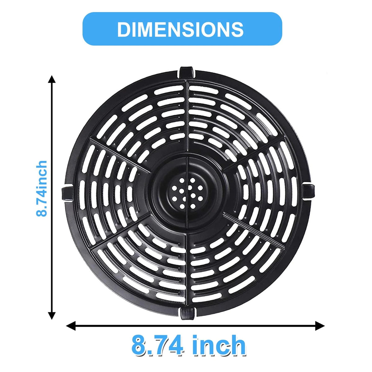 Air Fryer Grill Pan for Power XL 5QT, 8.7'' 5QT Round Round, Black