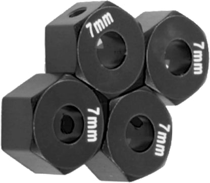 Metal 12mm Hex Wheel Hubs 7mm Thick Drive Adapters with Flanged Lock Black