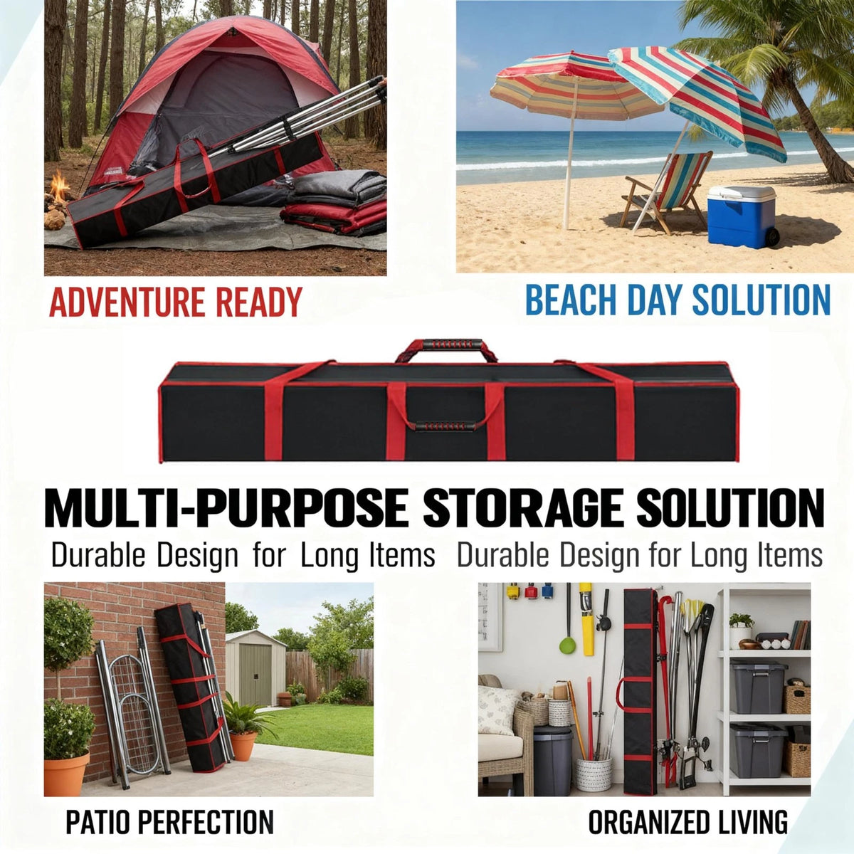 Pop up tent replacement parts, large storage bag 52X11.5X11.5inch, Red