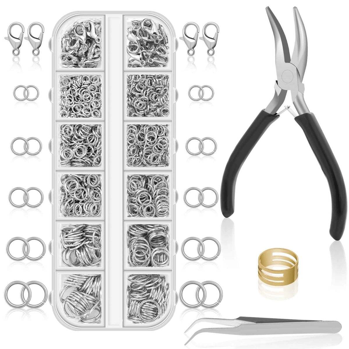 Anezus 1200PCS Jump Rings for Jewelry 4 mm, 5 6 7 8 Silver