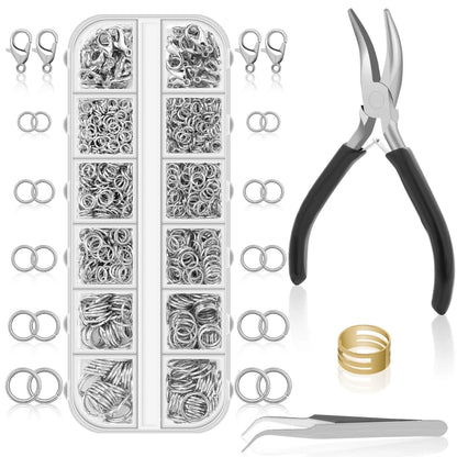 Anezus 1200PCS Jump Rings for Jewelry 4 mm, 5 6 7 8 Silver