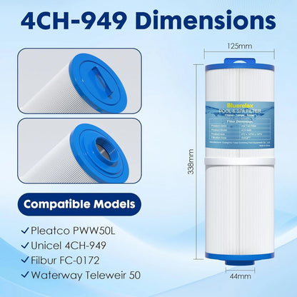 Hot Tub Filter Cartridge Replacement with Unicel 4CH-949 Filbur FC-0172 (1 PC)