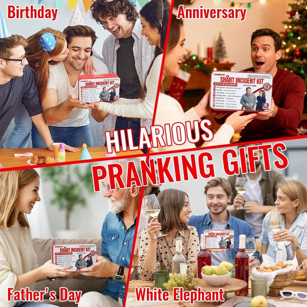Shart Incident Kit for Men - 8 Items Gag Gifts Funny Novelty Emergency Red