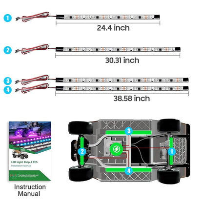 10L0L 4PCS Golf Cart Underglow LED Light Kit, Underbody Lights Kit