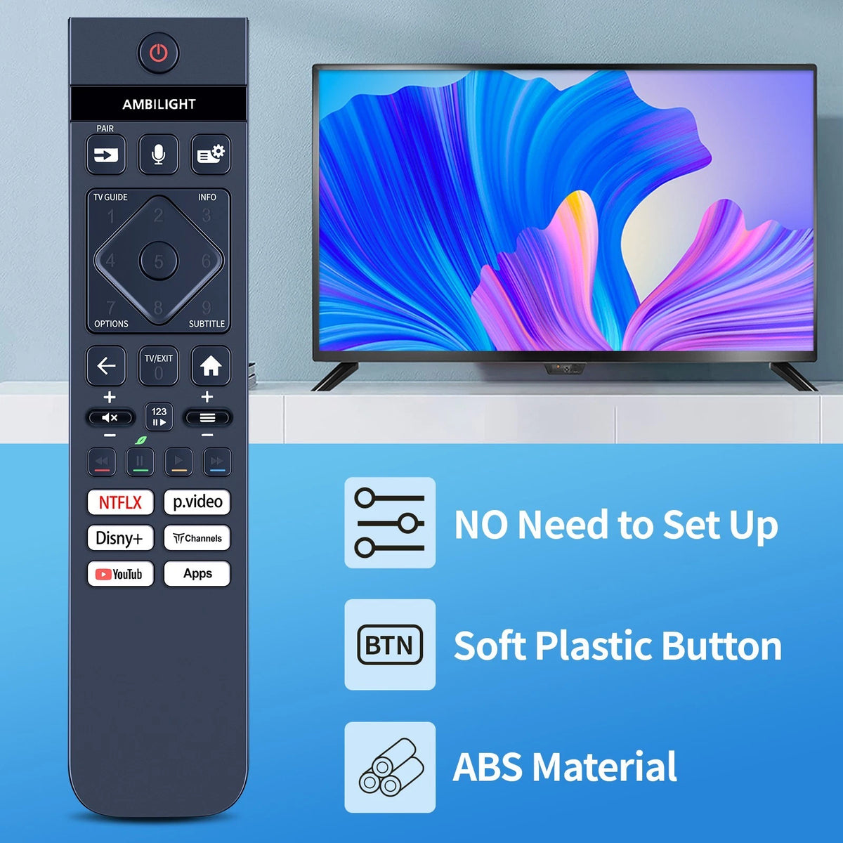 398GM10BEPHNE000SY Remote Control For Philips TV PUS8359, PUS8319, PUS8949,