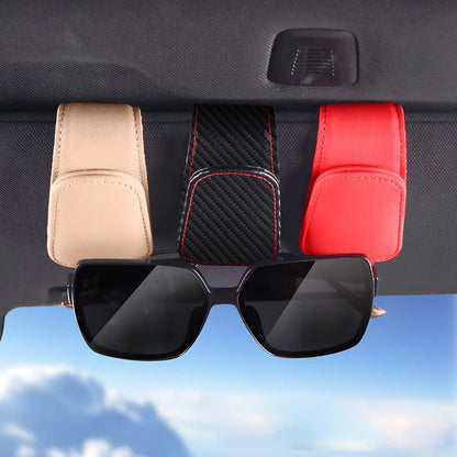 AICEL Sunglasses Holders for Car Sun Visor, Leather 1 PC, Black/Leather