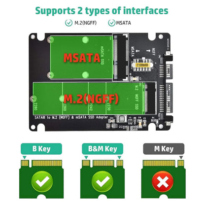 1 x Adapter Card 2 in 1 Converter Supports M.2 NGFF (B/B&M key), MSATA