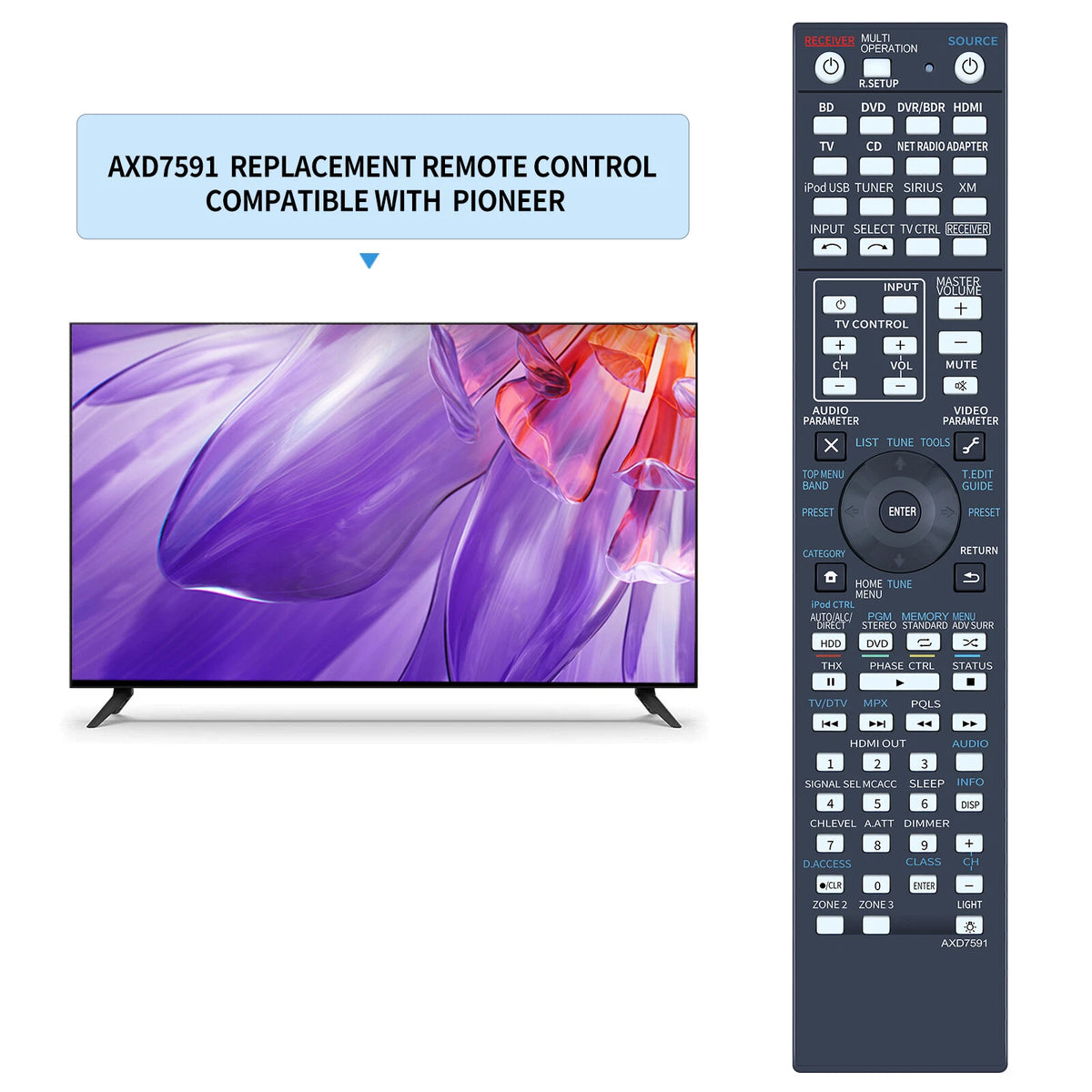 AXD7591 Remote Control For Pioneer Receiver SC-35 VSX-33 VSX-32