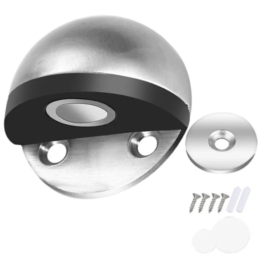 1 Set Silver Stainless Steel Magnetic Anti-collision Punch-free Door Stopper Kit