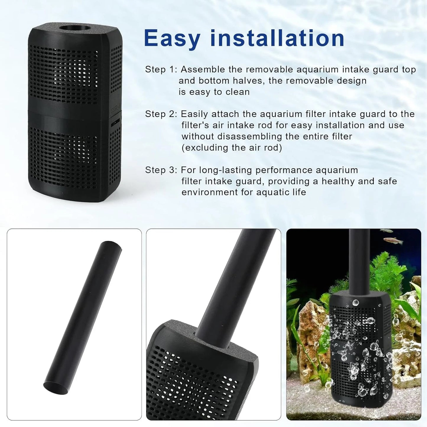 Aquarium Filter Intake Guard, Detachable Guard Black