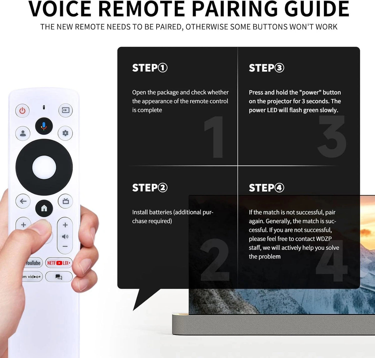 Voice Remote Control For BenQ GV50 1080p Portable Laser Projector