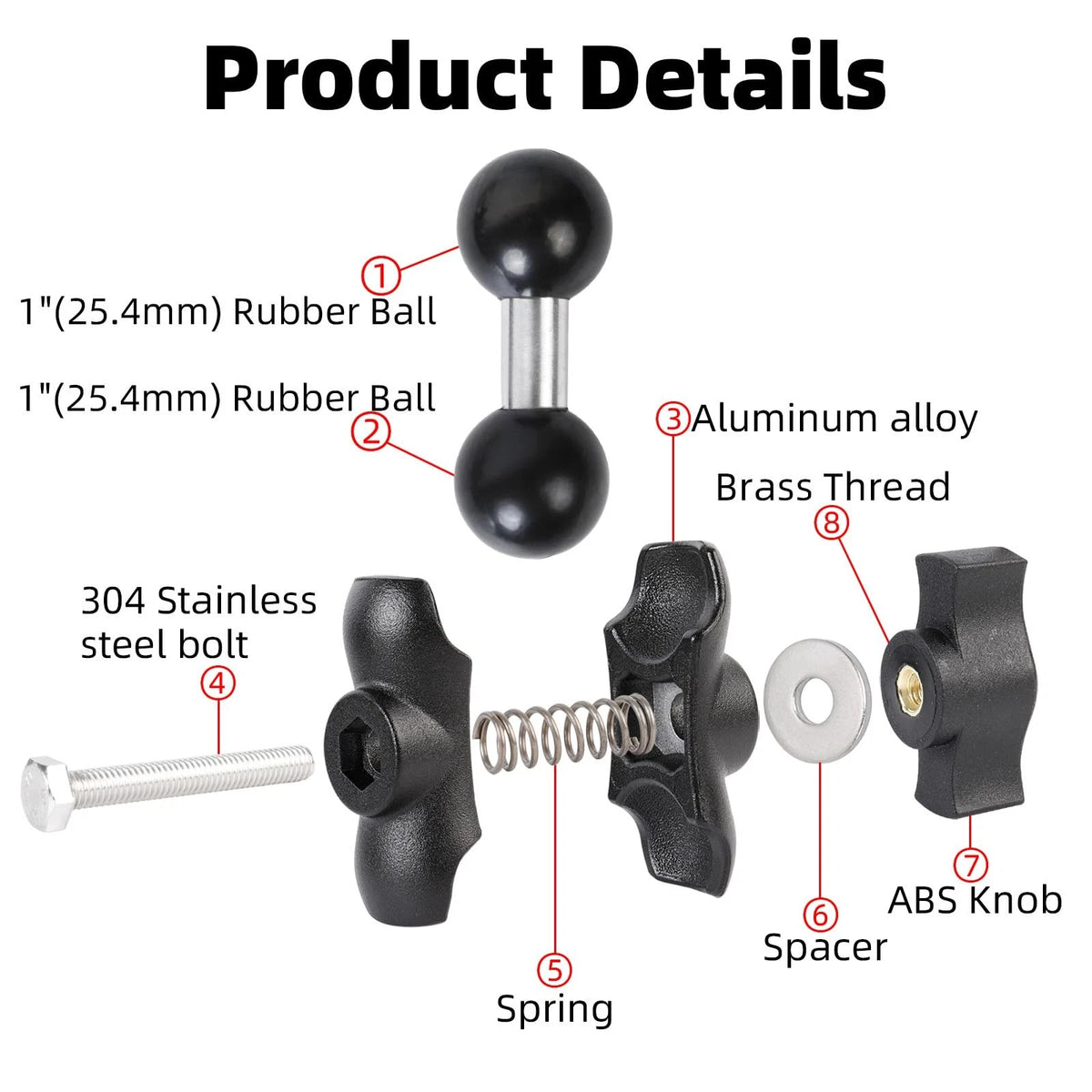 FPN Double Socket Arm with 1" Ball Adapter Compatible RAM B Black