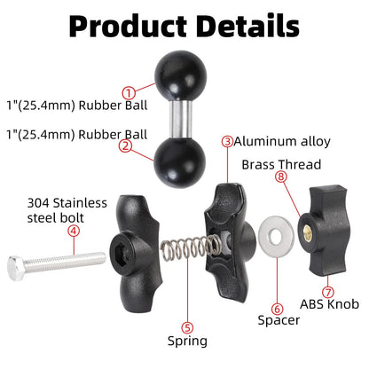 FPN Double Socket Arm with 1" Ball Adapter Compatible RAM B Black