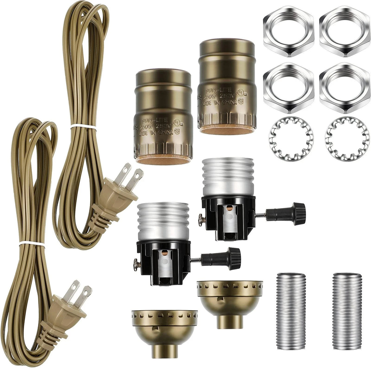 Honoson Lamp Repair Kit Table Rewire Parts with 3 Way Socket Bronze