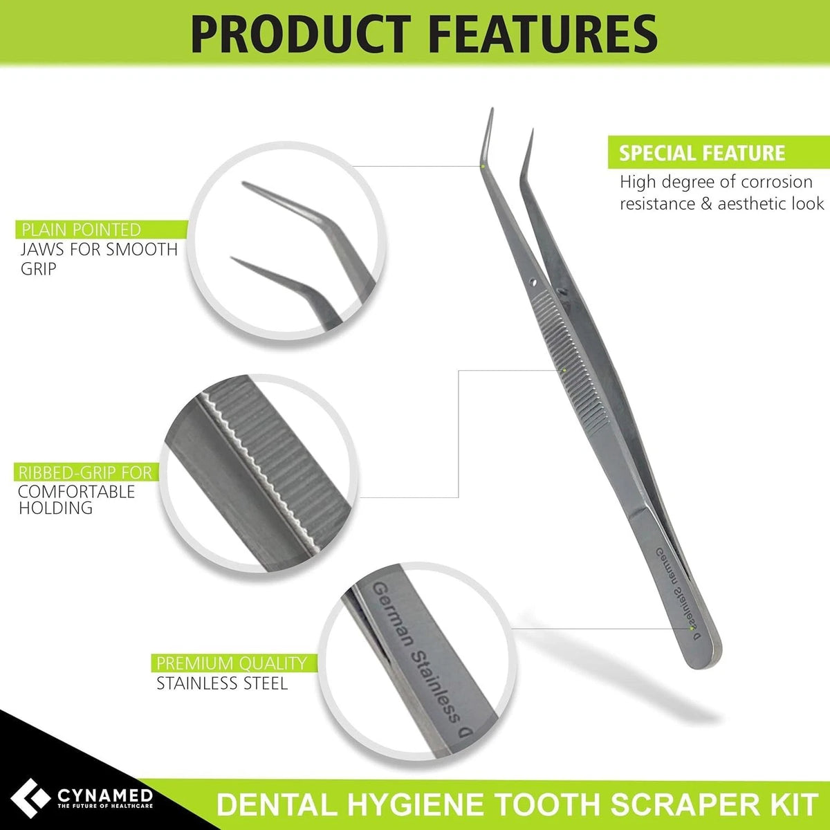 CynaMed Dental Tools Oral Care Kit (5-Pack) – Stainless Steel 6 Piece Set