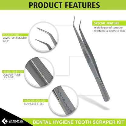 CynaMed Dental Tools Oral Care Kit (5-Pack) – Stainless Steel 6 Piece Set