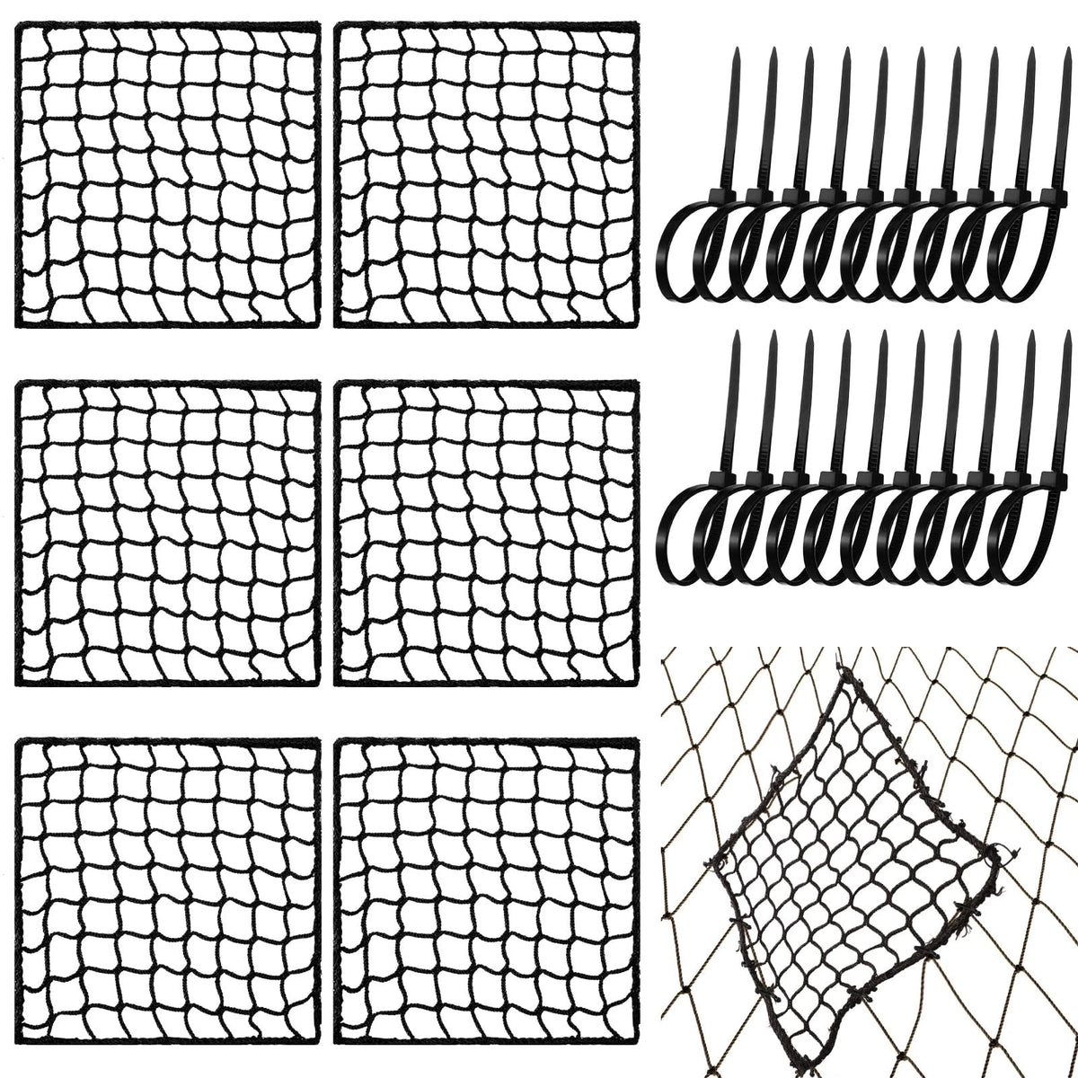 GliCraft 6 Pcs Universal Sports Net Repair Kits with 100 8 x 8 Inch, Black