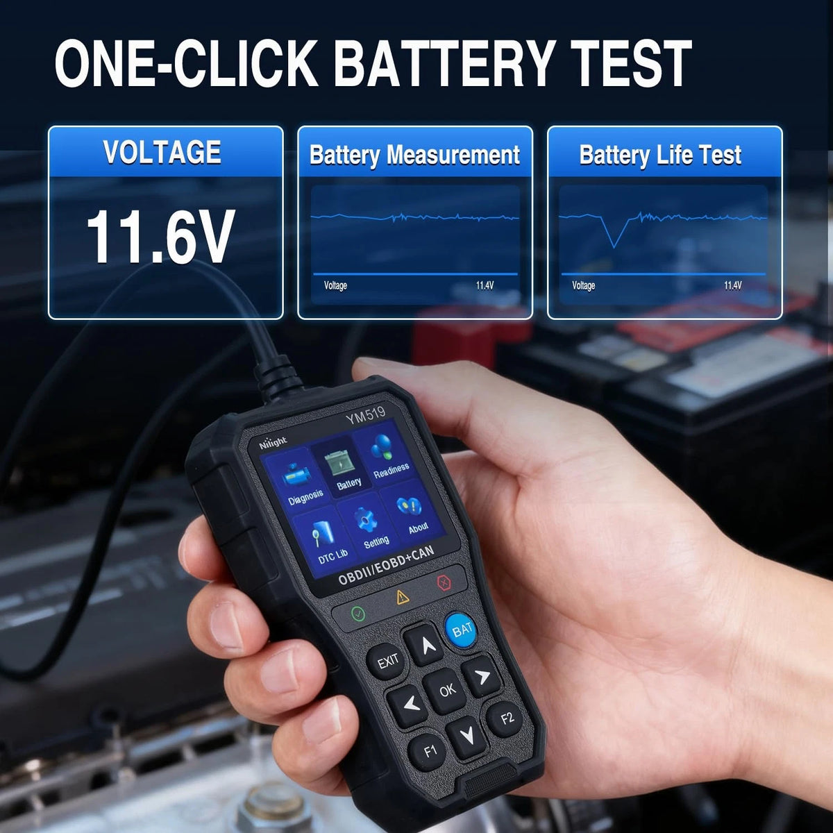 Nilight YM519 2.8” Large Screen OBD2 Scanner - Enhanced Automotive Computer B