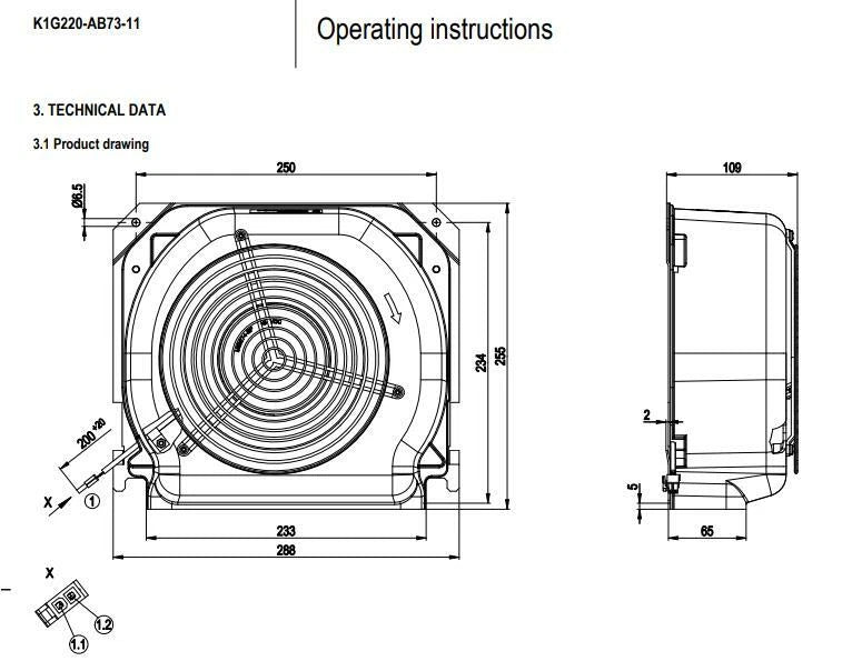 Ebmpapst Fan K1G220-AB73-11 48VDC Cooling Fan 110W 2.7A Centrifugal Fan